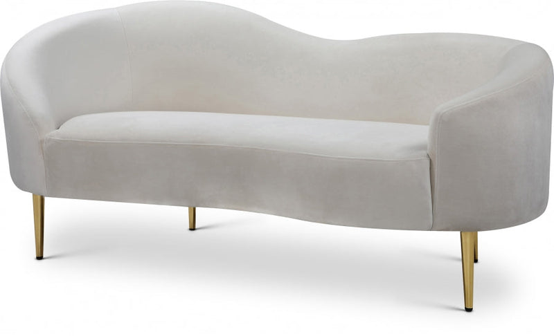 Ritz 67" Velvet Upholstered Loveseat in Cream - 659Cream-L