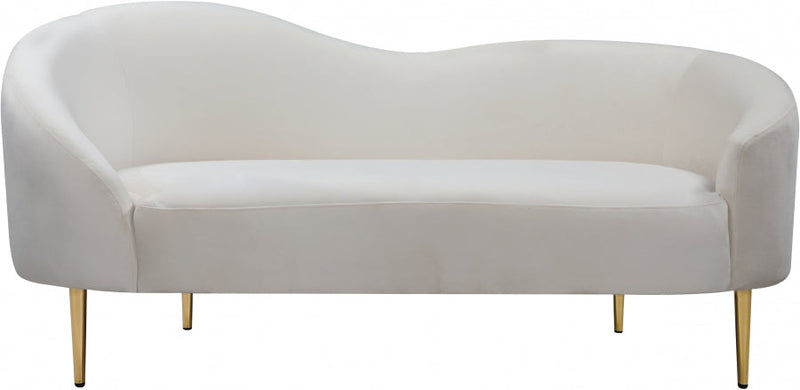 Ritz 67" Velvet Upholstered Loveseat in Cream - 659Cream-L