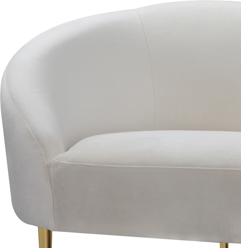 Ritz 67" Velvet Upholstered Loveseat in Cream - 659Cream-L