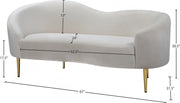 Ritz 67" Velvet Upholstered Loveseat in Cream - 659Cream-L