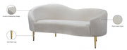 Ritz 67" Velvet Upholstered Loveseat in Cream - 659Cream-L