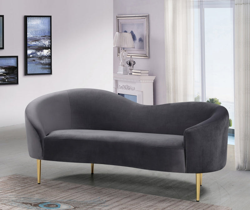 Ritz 67" Velvet Upholstered Loveseat in Grey - 659Grey-L