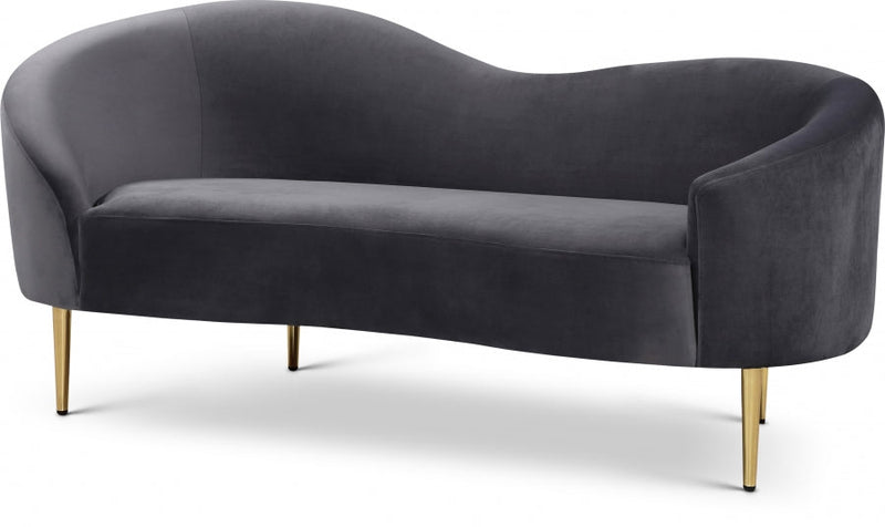 Ritz 67" Velvet Upholstered Loveseat in Grey - 659Grey-L