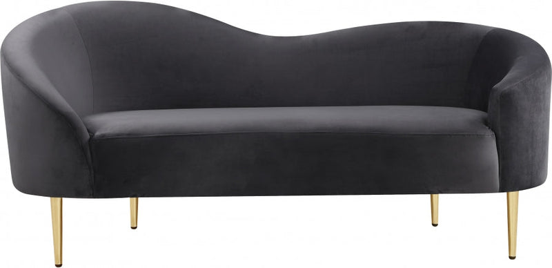 Ritz 67" Velvet Upholstered Loveseat in Grey - 659Grey-L