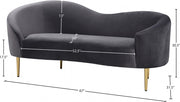 Ritz 67" Velvet Upholstered Loveseat in Grey - 659Grey-L