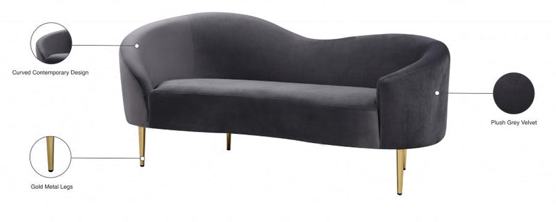 Ritz 67" Velvet Upholstered Loveseat in Grey - 659Grey-L