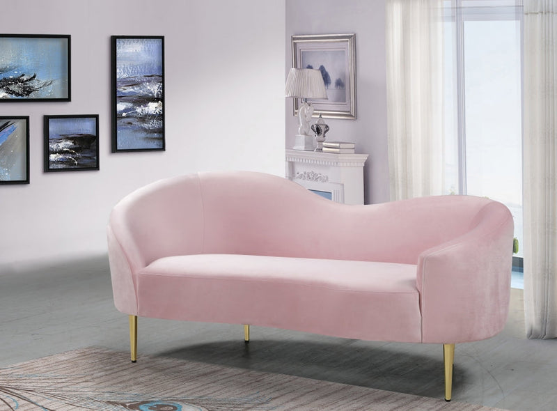 Ritz 67" Velvet Upholstered Loveseat in Pink - 659Pink-L