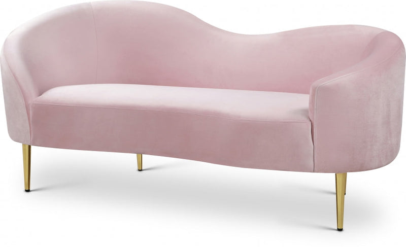 Ritz 67" Velvet Upholstered Loveseat in Pink - 659Pink-L