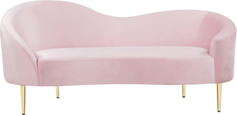 Ritz 67" Velvet Upholstered Loveseat in Pink - 659Pink-L