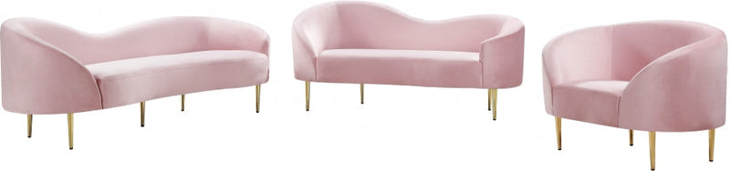 Ritz 67" Velvet Upholstered Loveseat in Pink - 659Pink-L