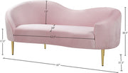 Ritz 67" Velvet Upholstered Loveseat in Pink - 659Pink-L