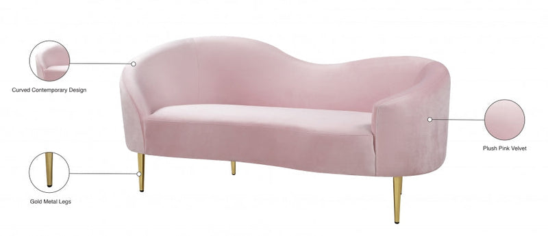 Ritz 67" Velvet Upholstered Loveseat in Pink - 659Pink-L