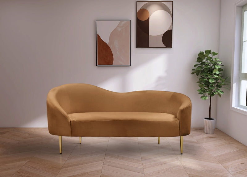 Ritz 67" Velvet Upholstered Loveseat in Saddle - 659Saddle-L