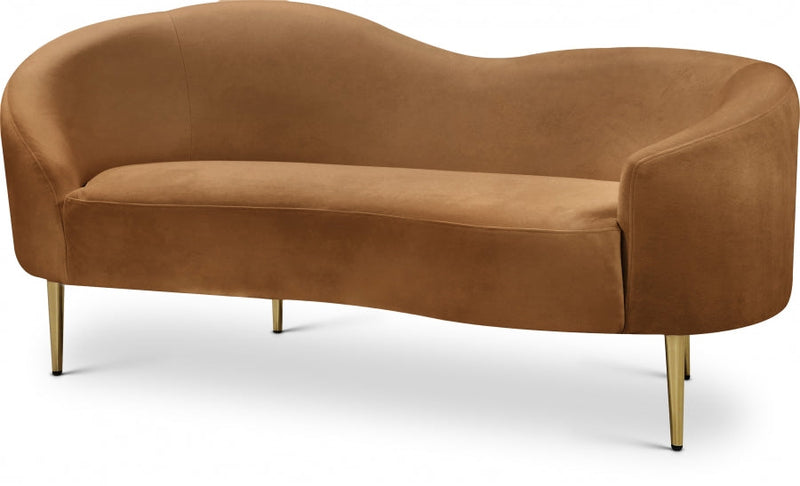 Ritz 67" Velvet Upholstered Loveseat in Saddle - 659Saddle-L