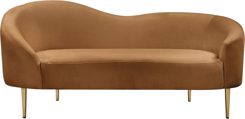 Ritz 67" Velvet Upholstered Loveseat in Saddle - 659Saddle-L