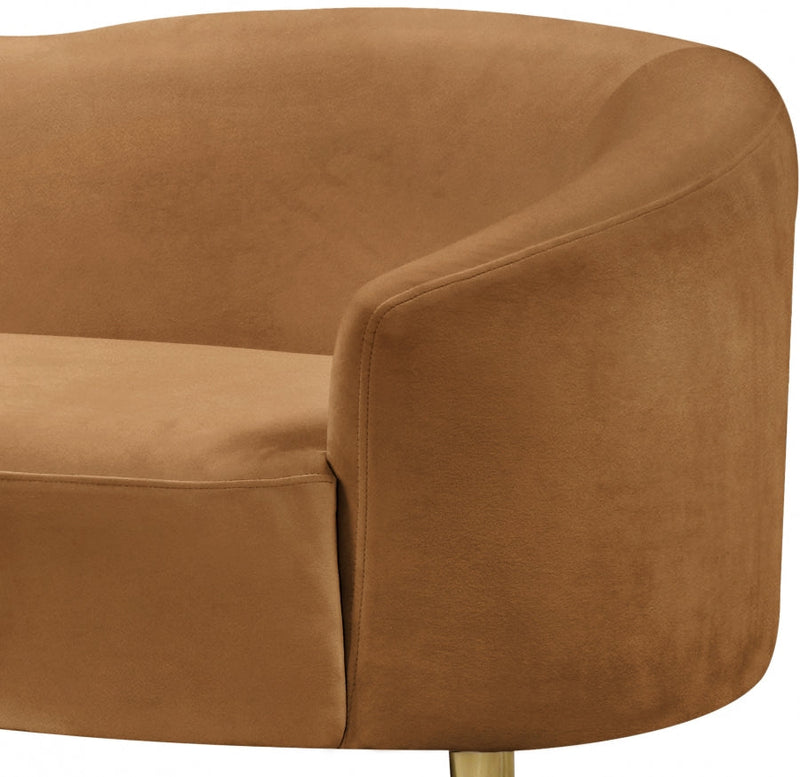 Ritz 67" Velvet Upholstered Loveseat in Saddle - 659Saddle-L