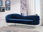 Ritz 85.5" Velvet Upholstered Sofa in Blue - 659Navy-S