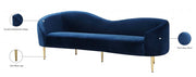 Ritz 85.5" Velvet Upholstered Sofa in Blue - 659Navy-S