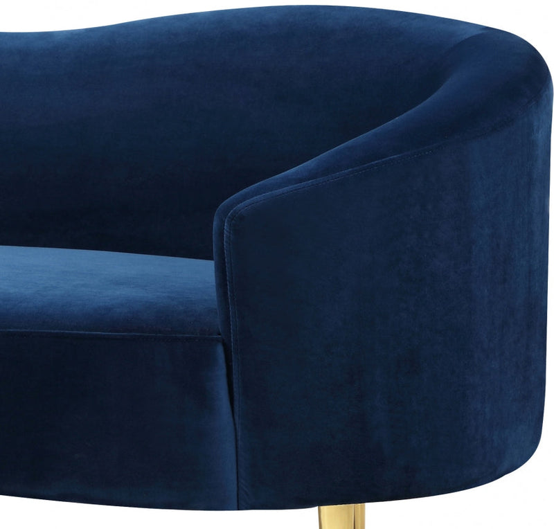 Ritz 85.5" Velvet Upholstered Sofa in Blue - 659Navy-S