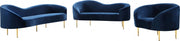 Ritz 85.5" Velvet Upholstered Sofa in Blue - 659Navy-S