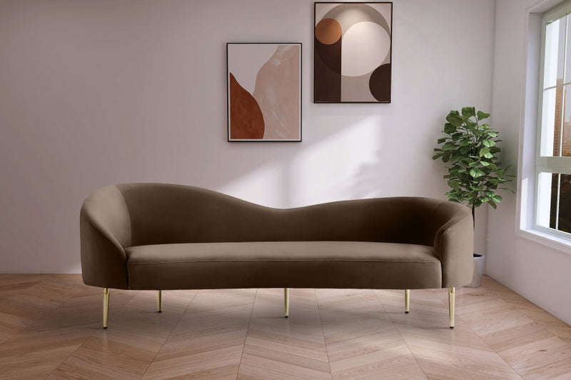 Ritz 85.5" Velvet Upholstered Sofa in Brown - 659Brown-S