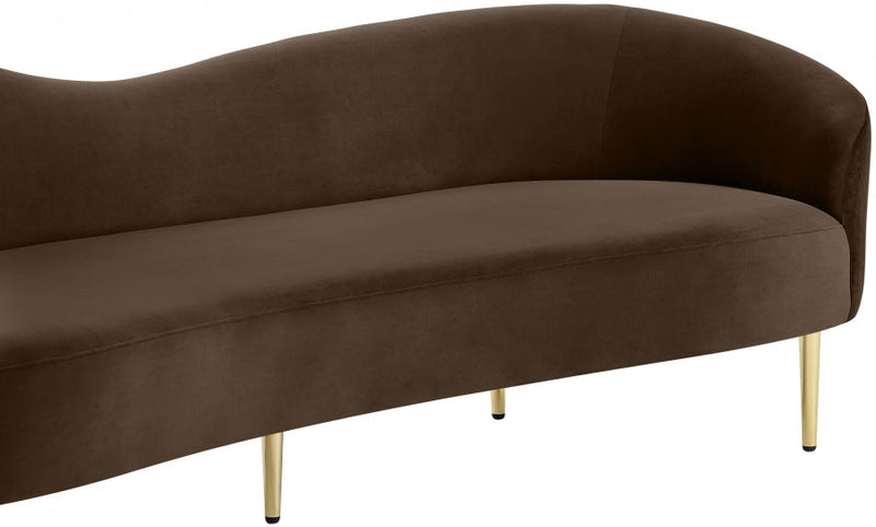 Ritz 85.5" Velvet Upholstered Sofa in Brown - 659Brown-S