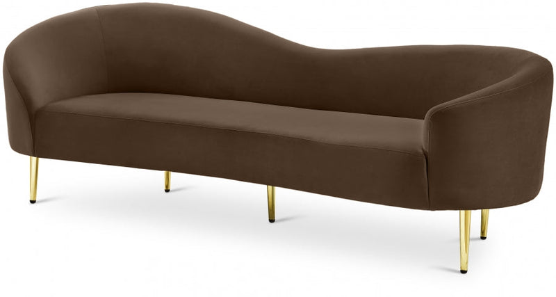 Ritz 85.5" Velvet Upholstered Sofa in Brown - 659Brown-S