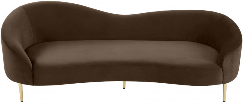 Ritz 85.5" Velvet Upholstered Sofa in Brown - 659Brown-S