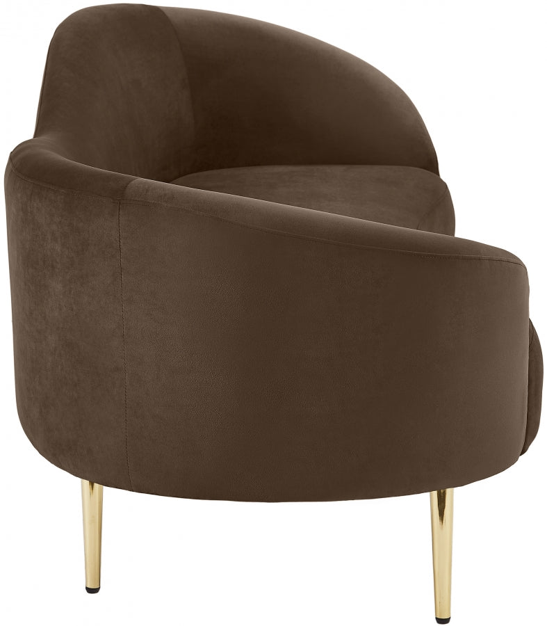 Ritz 85.5" Velvet Upholstered Sofa in Brown - 659Brown-S