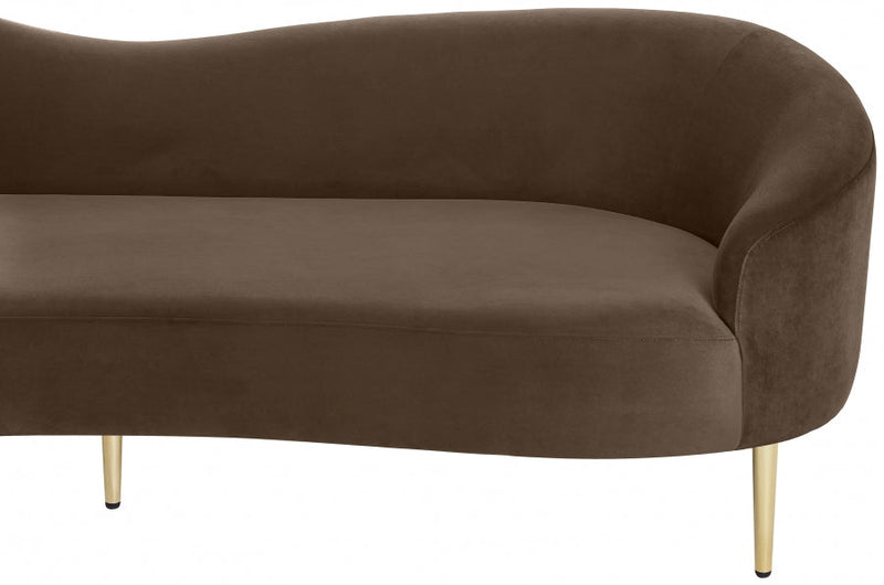 Ritz 85.5" Velvet Upholstered Sofa in Brown - 659Brown-S