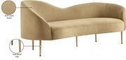 Ritz 85.5" Velvet Upholstered Sofa in Camel - 659Camel-S