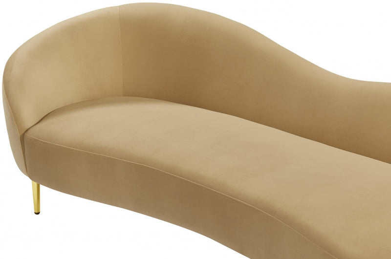 Ritz 85.5" Velvet Upholstered Sofa in Camel - 659Camel-S