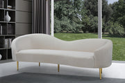 Ritz 85.5" Velvet Upholstered Sofa in Cream - 659Cream-S