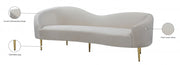 Ritz 85.5" Velvet Upholstered Sofa in Cream - 659Cream-S