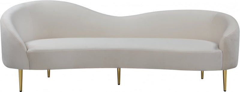 Ritz 85.5" Velvet Upholstered Sofa in Cream - 659Cream-S
