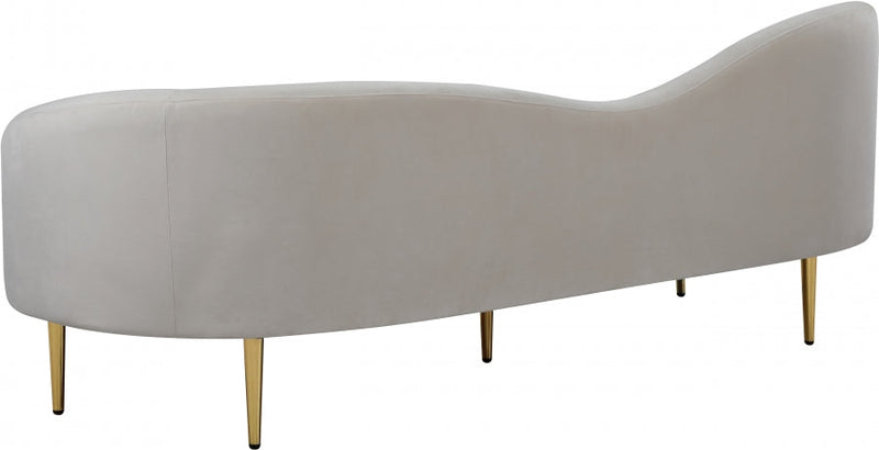 Ritz 85.5" Velvet Upholstered Sofa in Cream - 659Cream-S