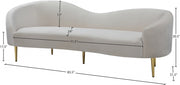 Ritz 85.5" Velvet Upholstered Sofa in Cream - 659Cream-S