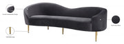 Ritz 85.5" Velvet Upholstered Sofa in Grey - 659Grey-S