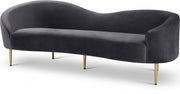 Ritz 85.5" Velvet Upholstered Sofa in Grey - 659Grey-S