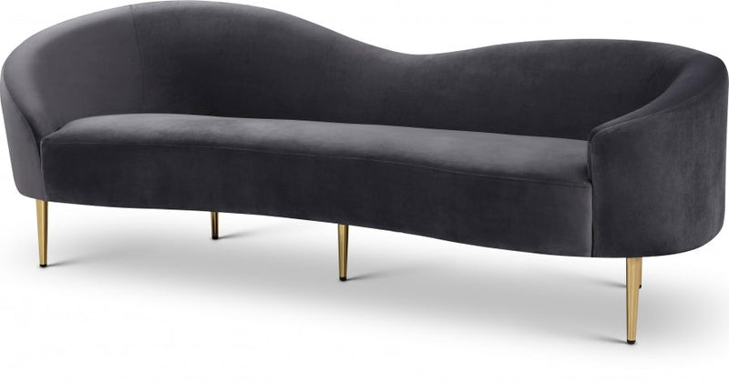 Ritz 85.5" Velvet Upholstered Sofa in Grey - 659Grey-S