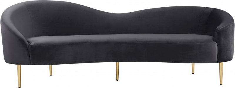 Ritz 85.5" Velvet Upholstered Sofa in Grey - 659Grey-S