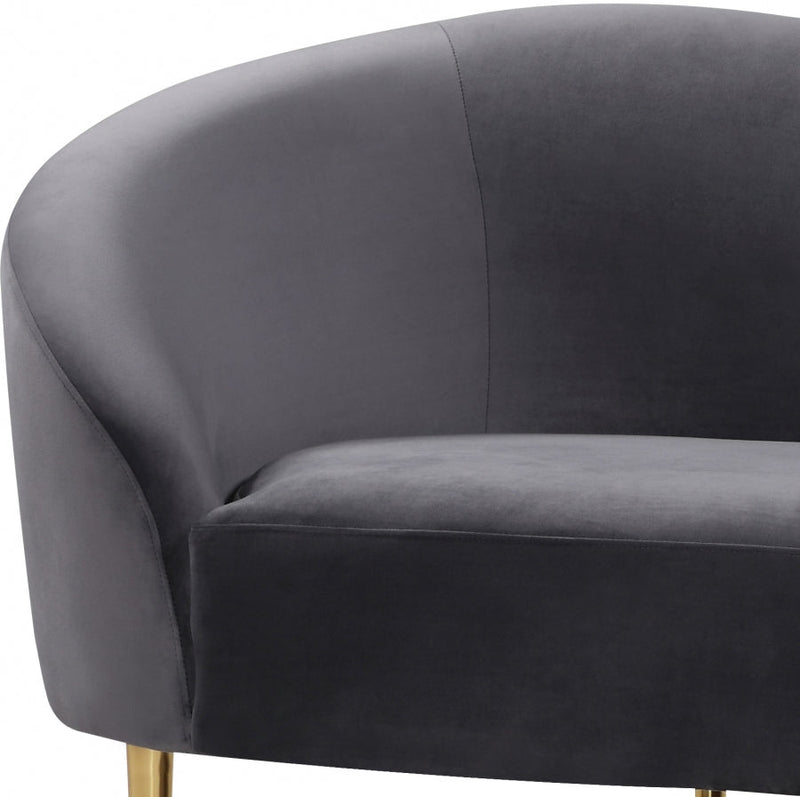 Ritz 85.5" Velvet Upholstered Sofa in Grey - 659Grey-S