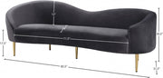 Ritz 85.5" Velvet Upholstered Sofa in Grey - 659Grey-S