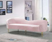 Ritz 85.5" Velvet Upholstered Sofa in Pink - 659Pink-S