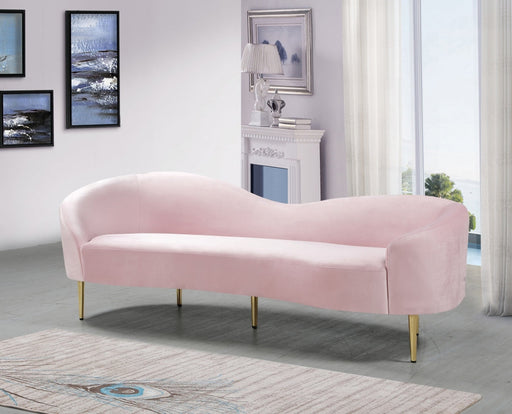 Ritz 85.5" Velvet Upholstered Sofa in Pink - 659Pink-S