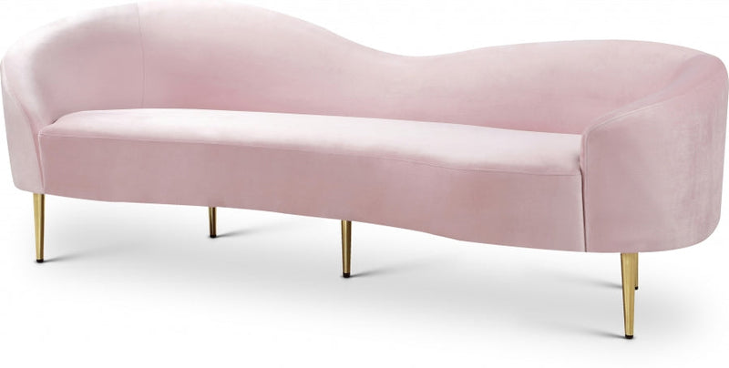 Ritz 85.5" Velvet Upholstered Sofa in Pink - 659Pink-S