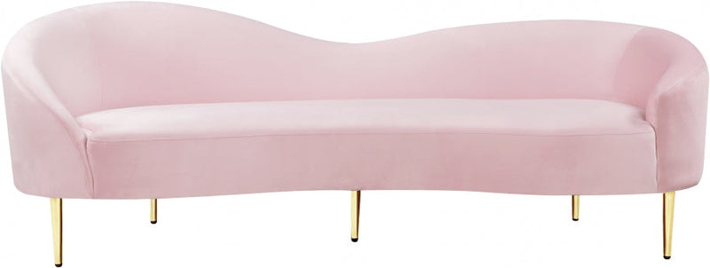 Ritz 85.5" Velvet Upholstered Sofa in Pink - 659Pink-S