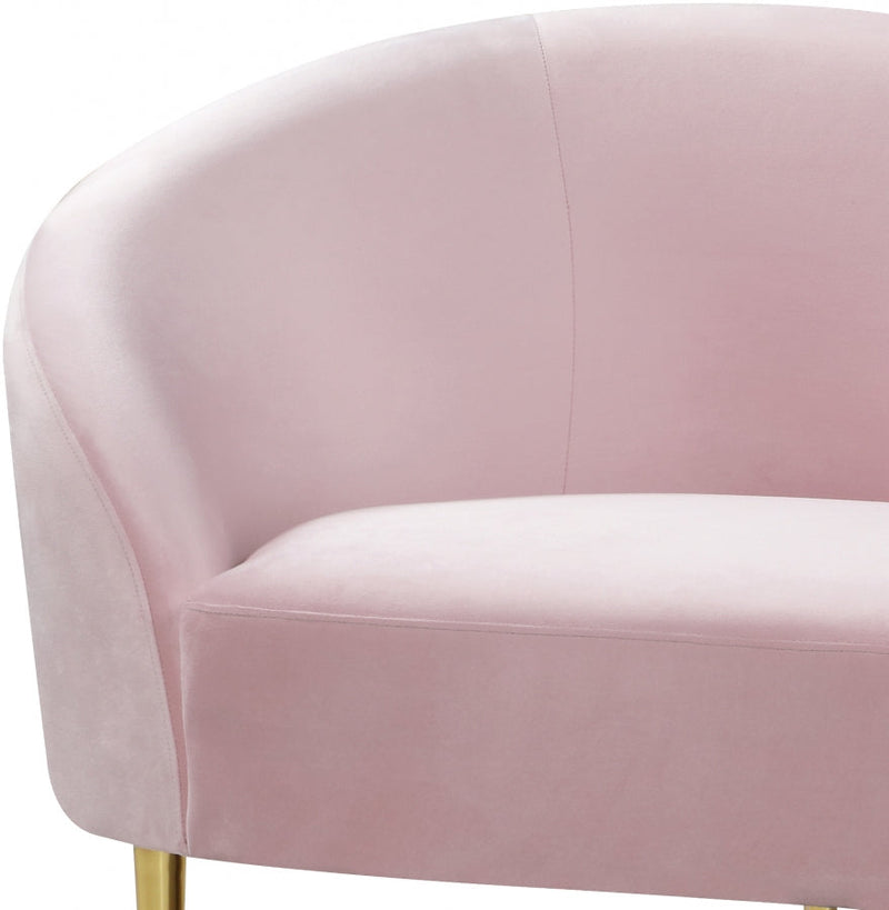 Ritz 85.5" Velvet Upholstered Sofa in Pink - 659Pink-S