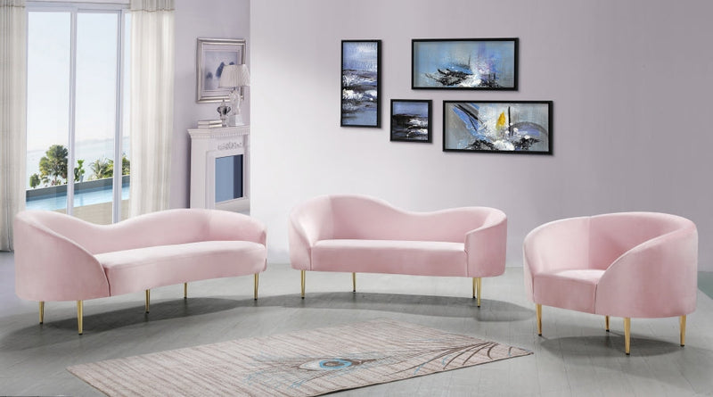 Ritz 85.5" Velvet Upholstered Sofa in Pink - 659Pink-S
