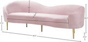 Ritz 85.5" Velvet Upholstered Sofa in Pink - 659Pink-S